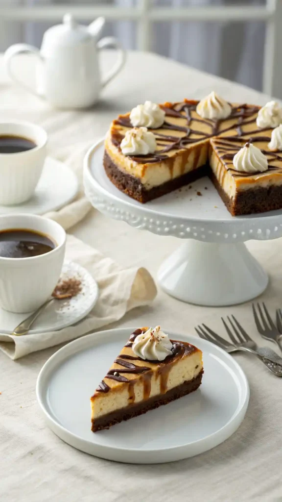 Caramel Brownie Cheesecake ready