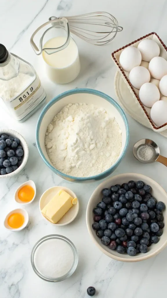 ingredients for Blueberry Pancakes