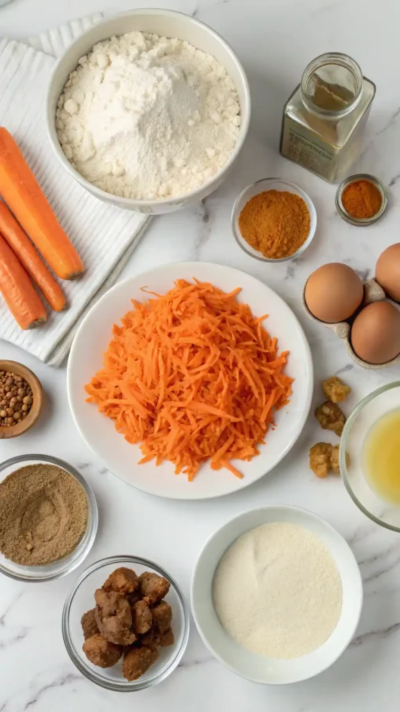 ingredients for Carrot Cake