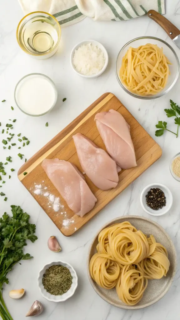 ingredients for Chicken Alfredo Recipe