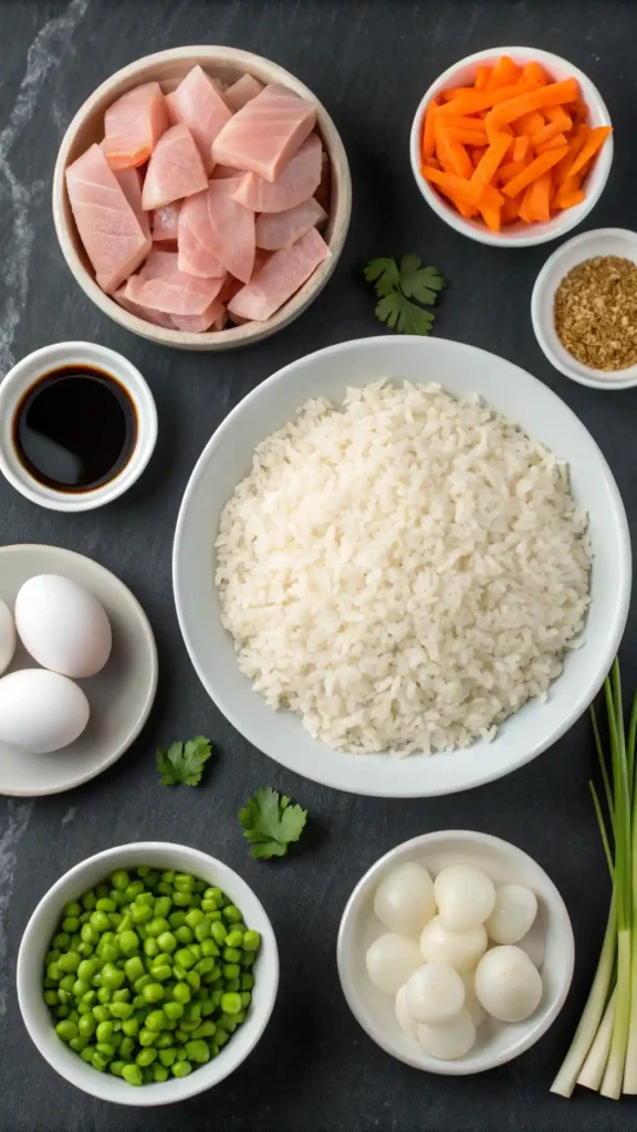 ingredients for Chicken Fried Rice