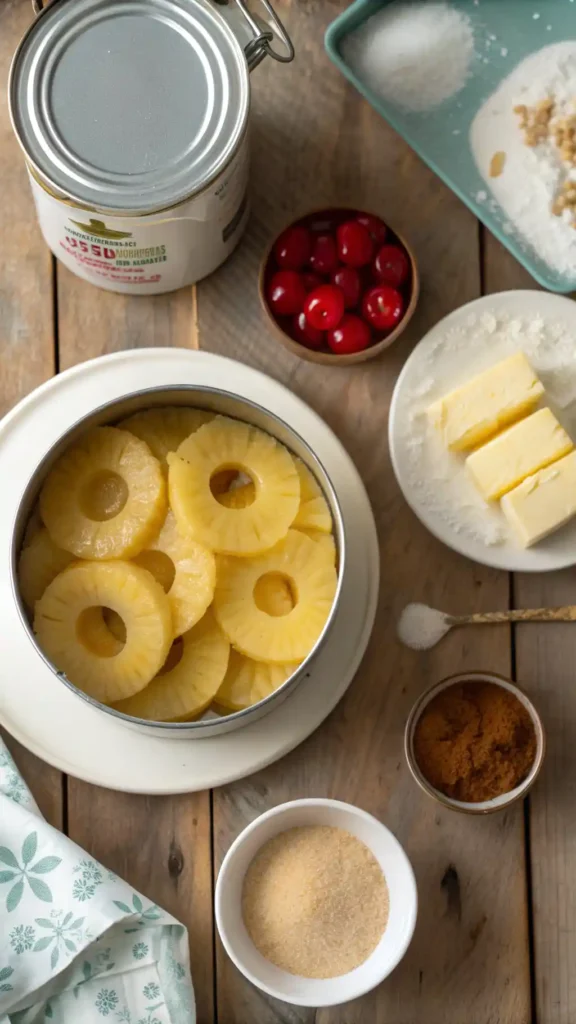 ingredients for Pineapple Upside Down Cake