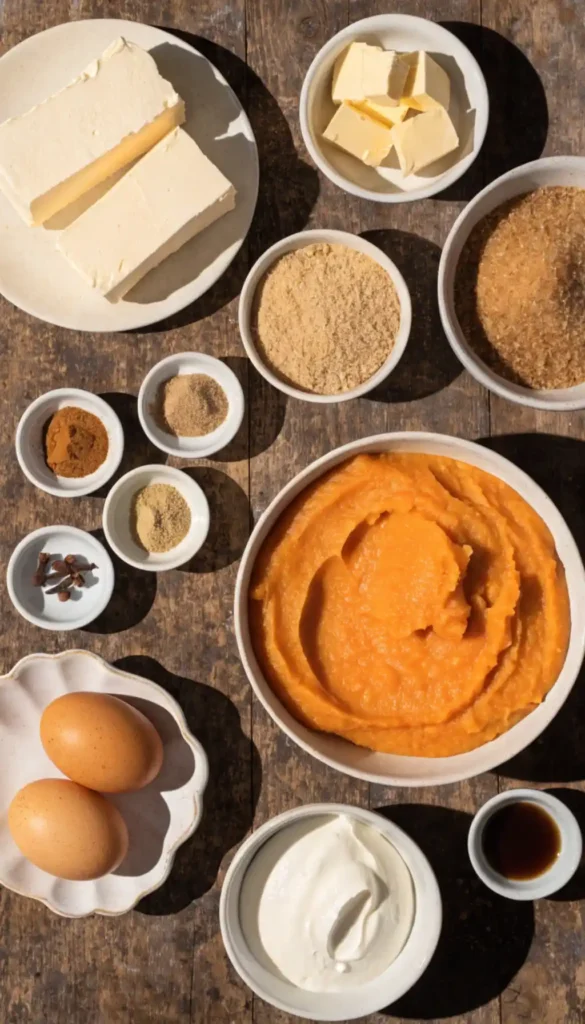 ingredients for Pumpkin Pie Cheesecake
