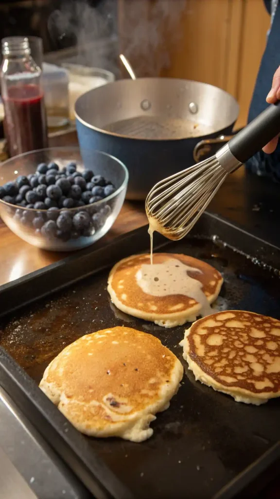 making of Blueberry Pancakes