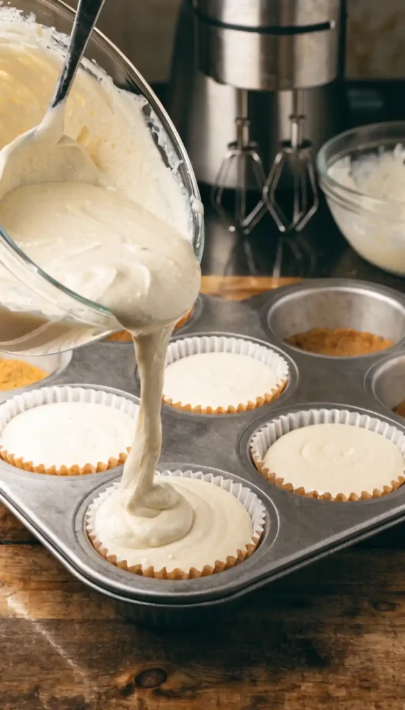 making of Cheesecake Cupcakes Recipe