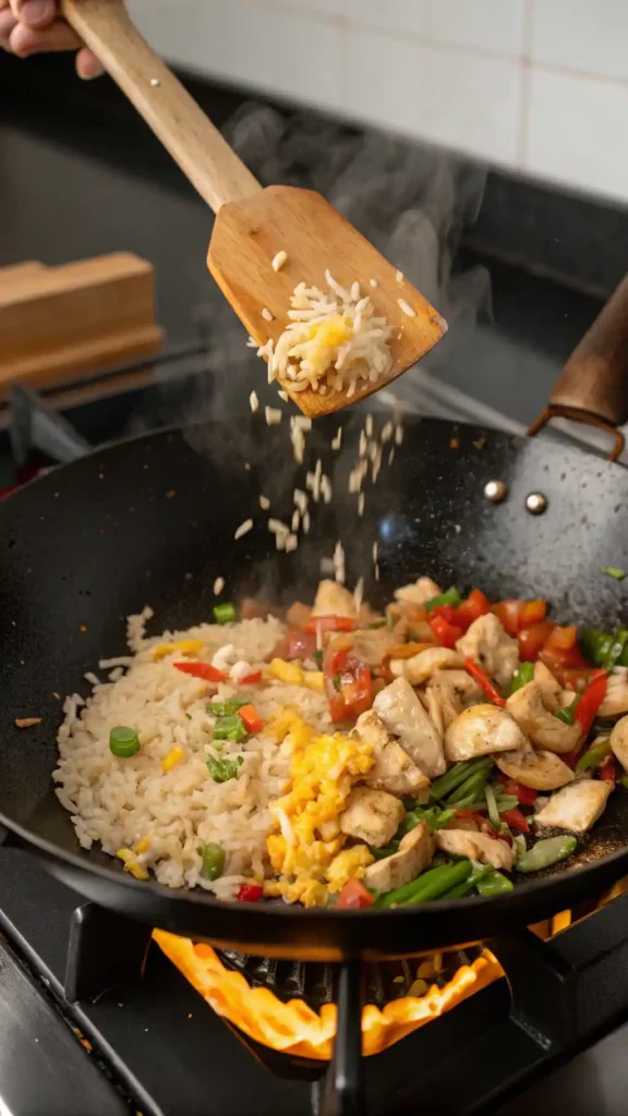 making of Chicken Fried Rice