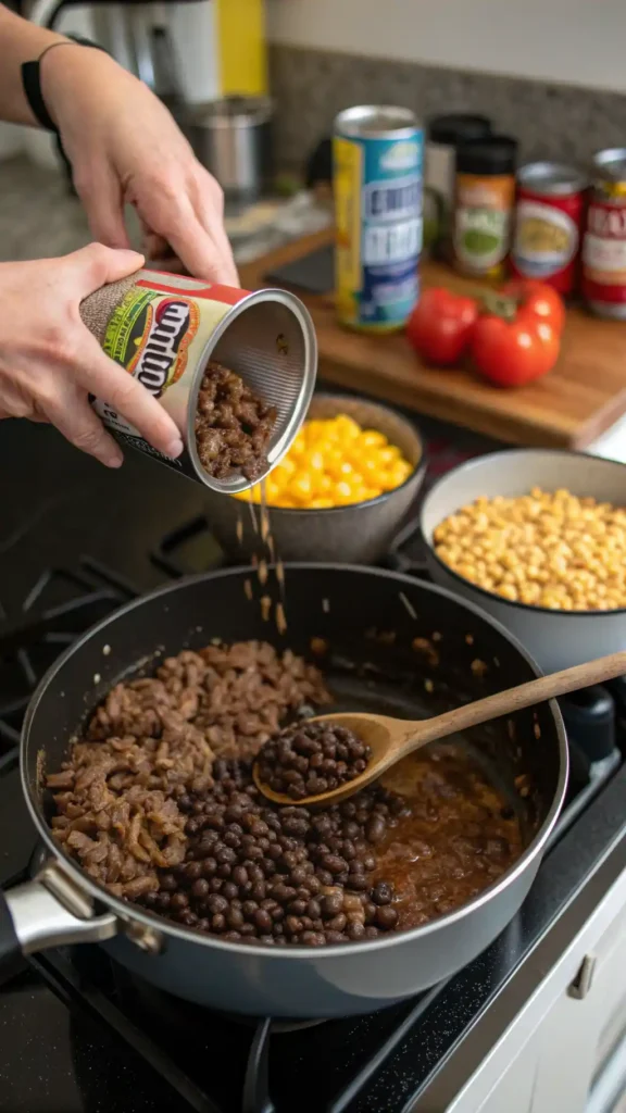 making of Taco Soup