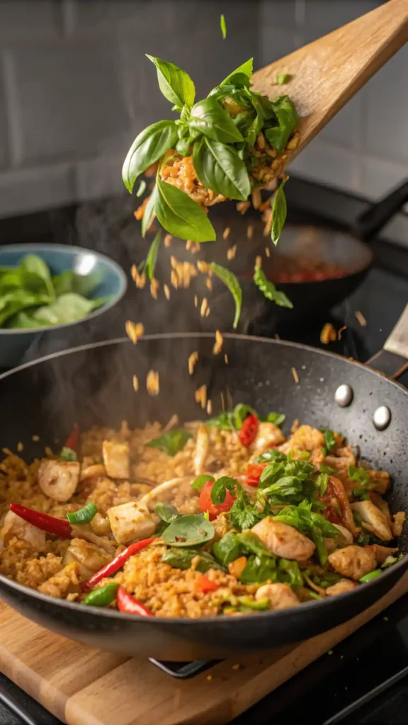 making of Thai Fried Rice Recipe Chicken