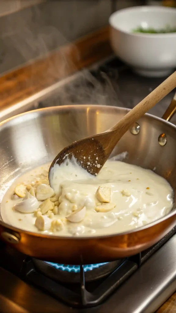 making of White Pasta Sauce