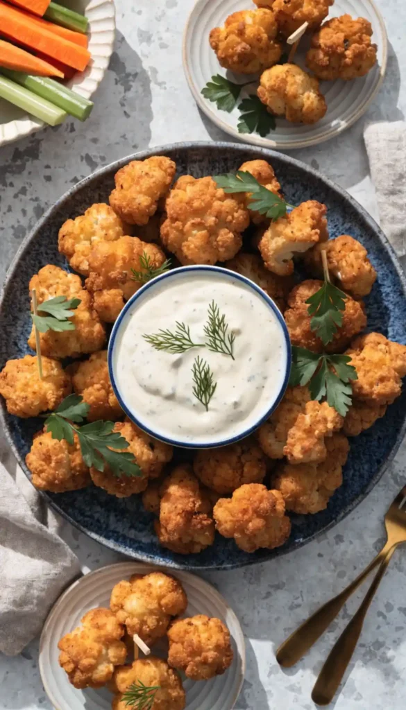 Air Fryer Garlic Parmesan Cauliflower Bites Ready