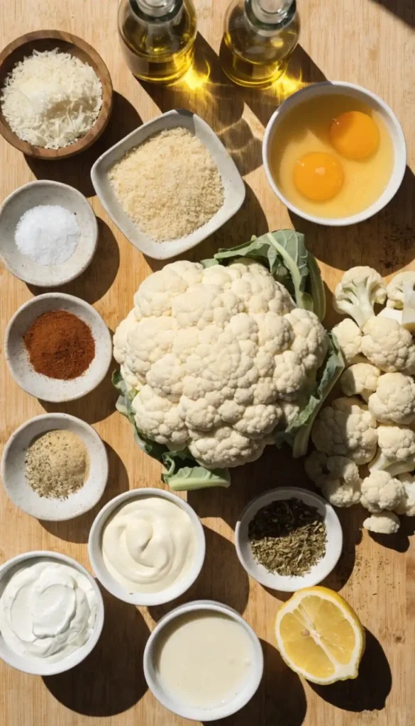 Ingredients for Air Fryer Garlic Parmesan Cauliflower Bites