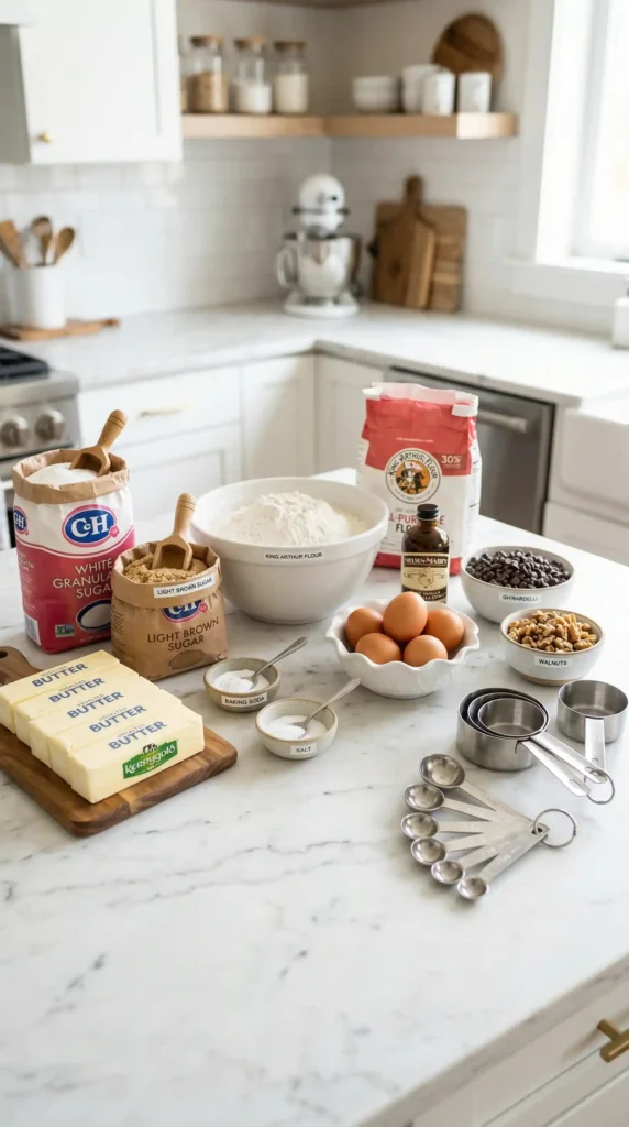 Ingredients for Chocolate Chip Cookies Recipe