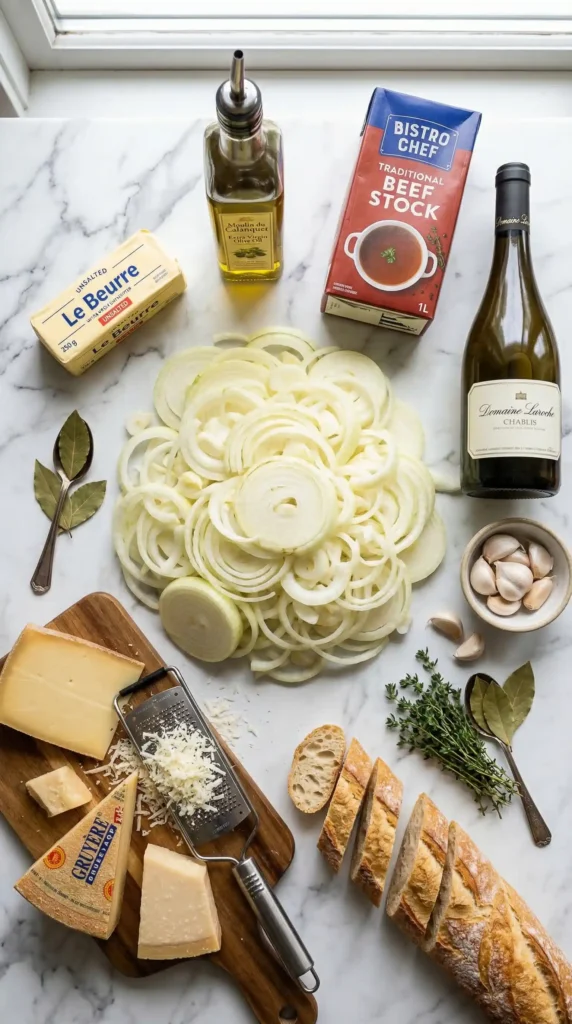 Ingredients for French Onion Soup Recipe