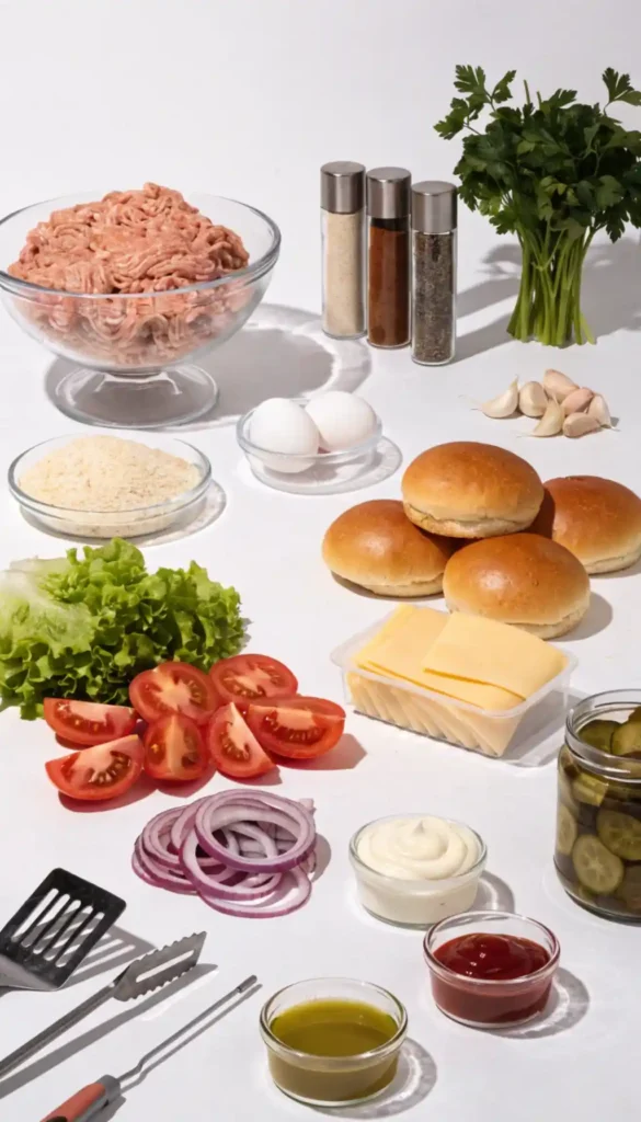 Ingredients for Grilled Chicken Burger Recipe