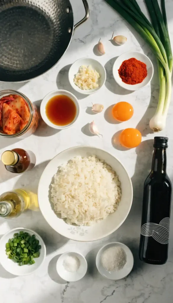 Ingredients for Kimchi Fried Rice Recipe