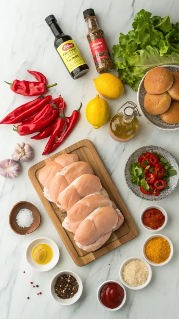 Ingredients for Peri Peri Chicken Burger