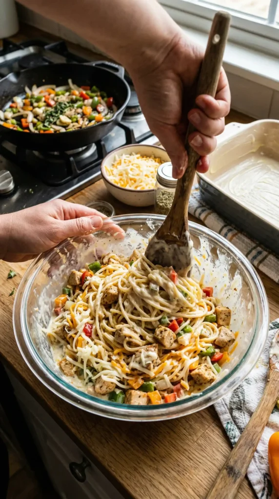 Making of Chicken Spaghetti Recipe