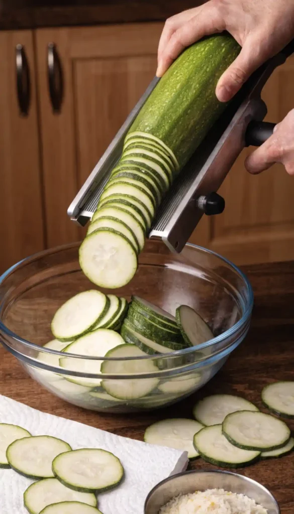 Making of Parmesan Zucchini Chips