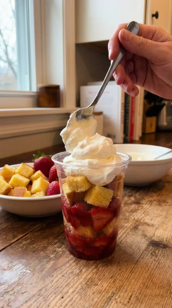 Making of Strawberry Shortcake Cups