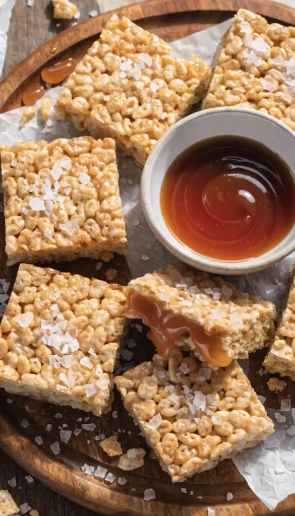 Salted Caramel Rice Krispie Treats Ready