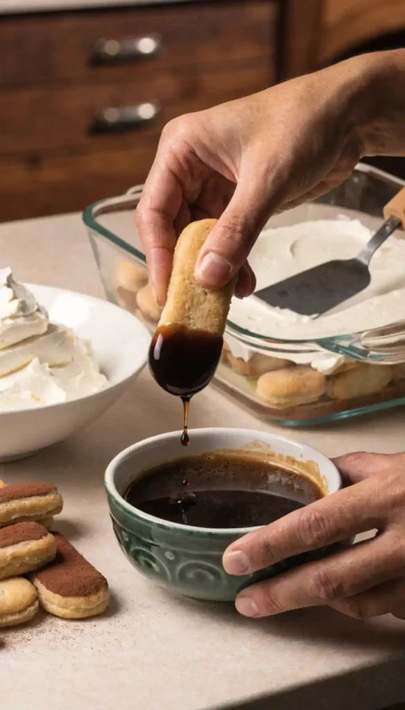 making of Tiramisu Cake Recipe