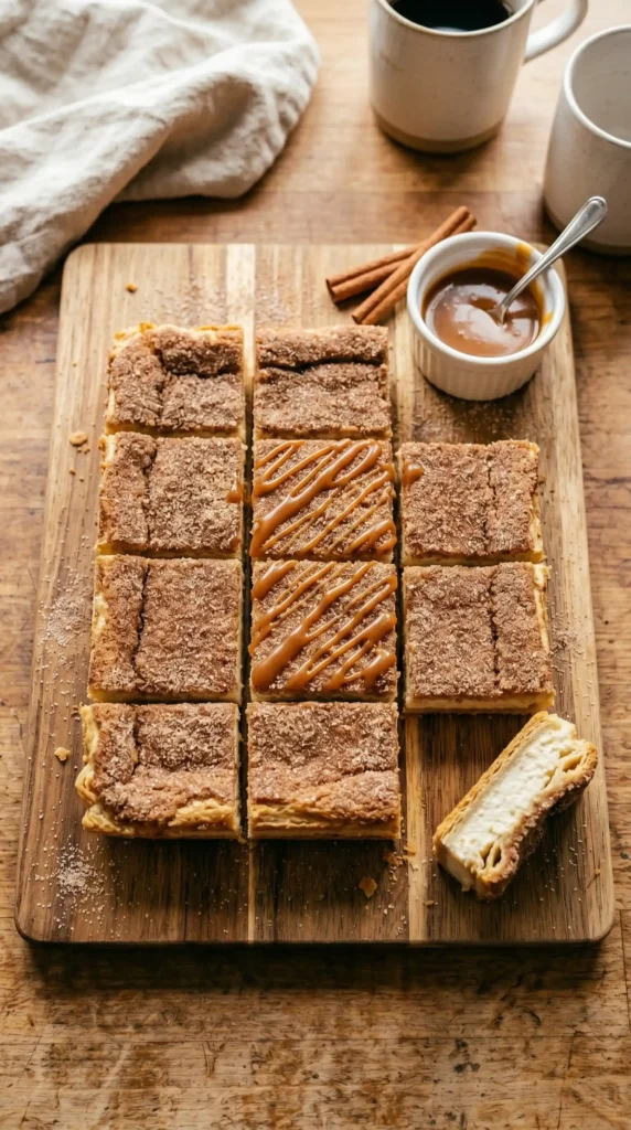 Churro Cheesecake Bars Ready