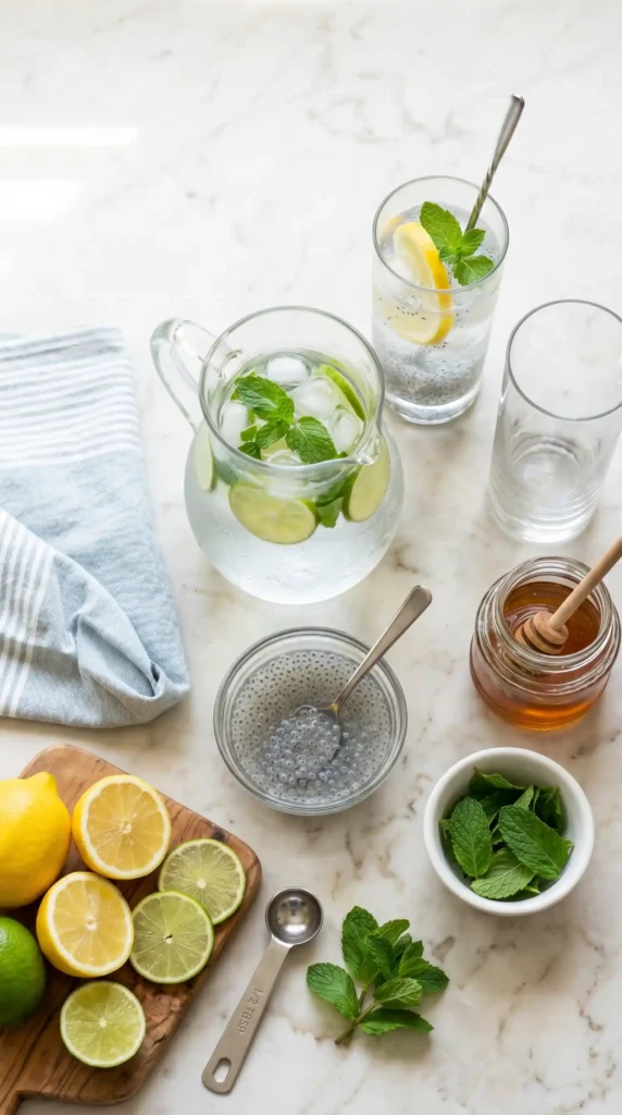 Ingredients for Basil Seed Summer Drink