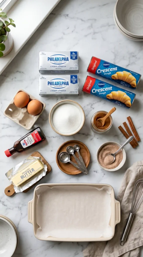 Ingredients for Churro Cheesecake Bars