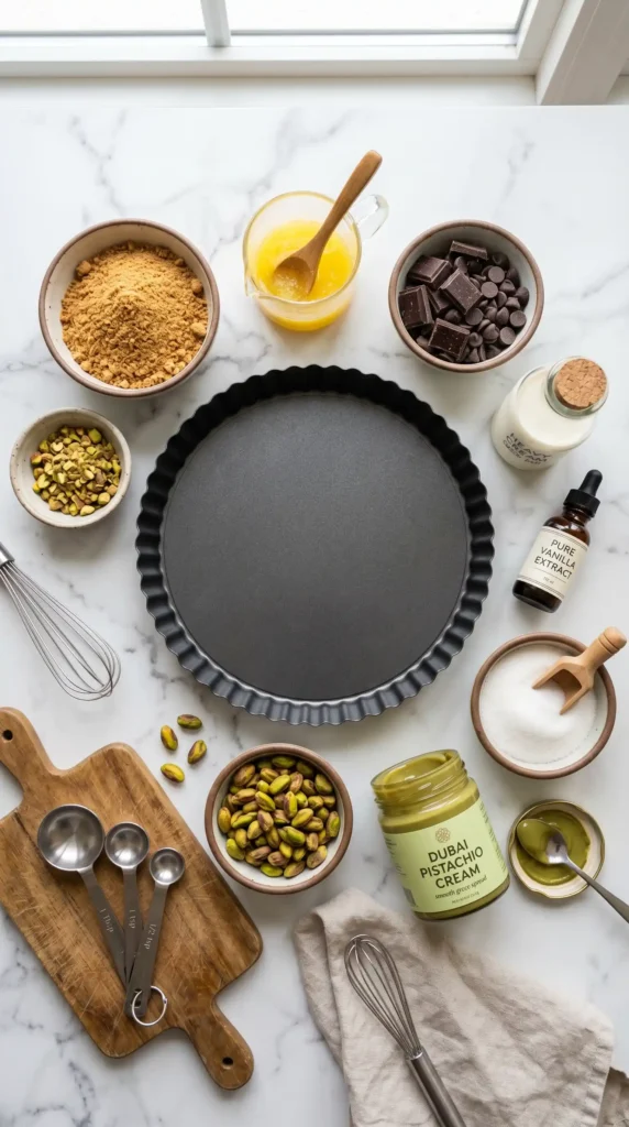 Ingredients for Dubai Pistachio Chocolate Tart