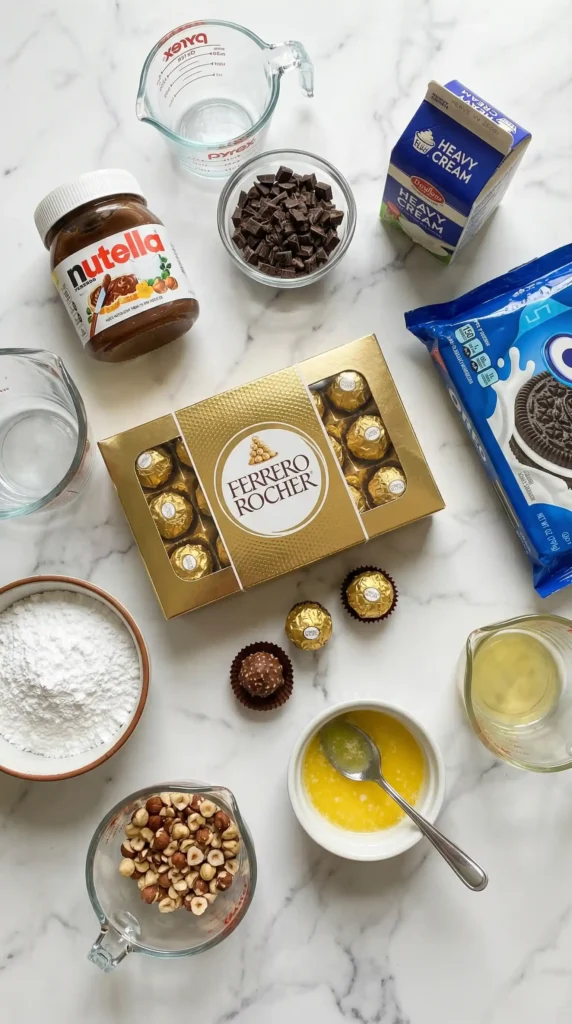 Ingredients for Ferrero Rocher Dessert Cups