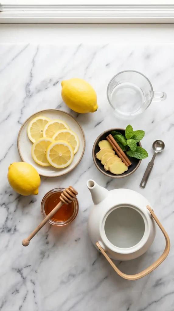 Ingredients for Honey Lemon Morning Drink