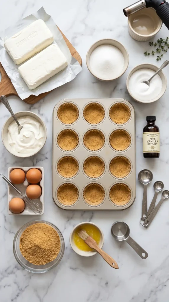Ingredients for Mini Crème Brûlée Cheesecakes