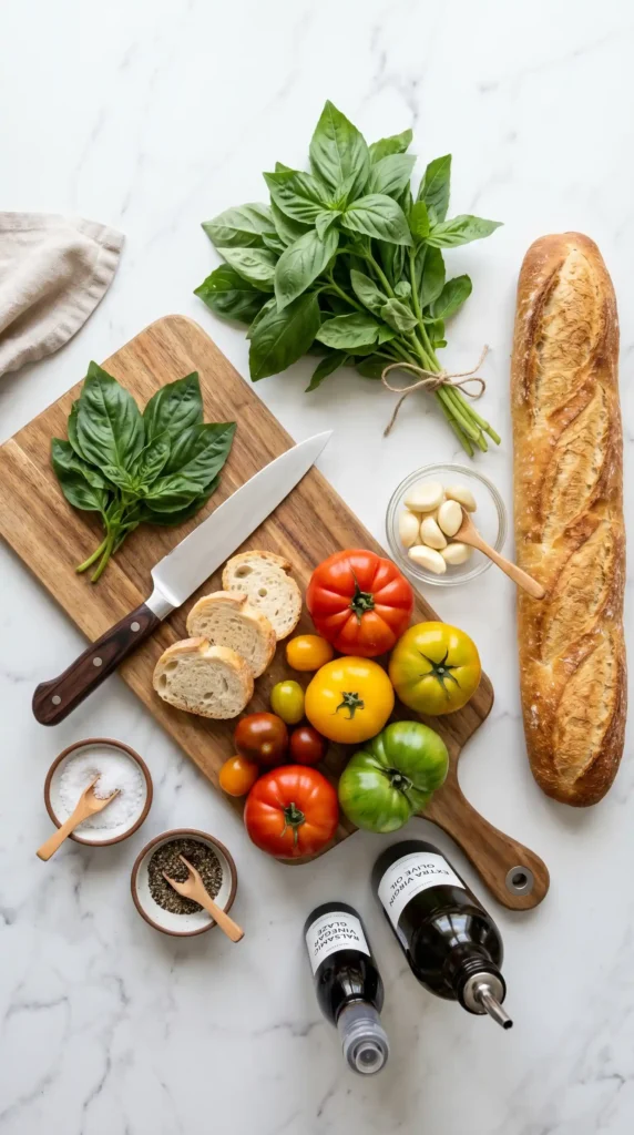 Ingredients for Tomato Basil Bruschetta