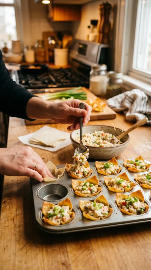 Making of Crab Rangoon Cups