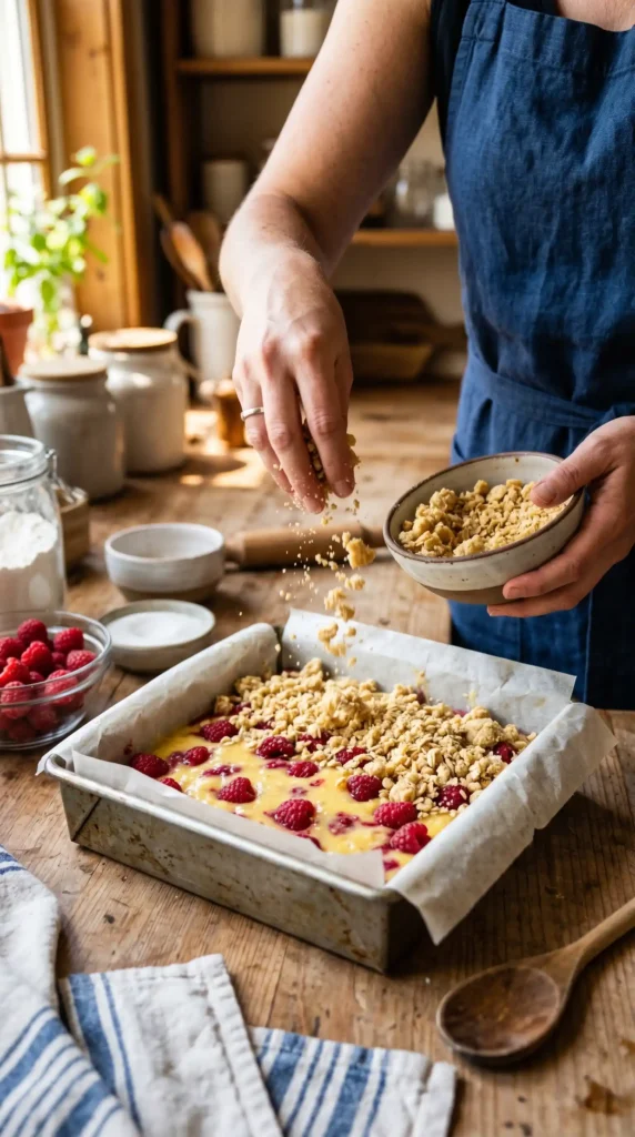 Making of Lemon Raspberry Crumb Bars