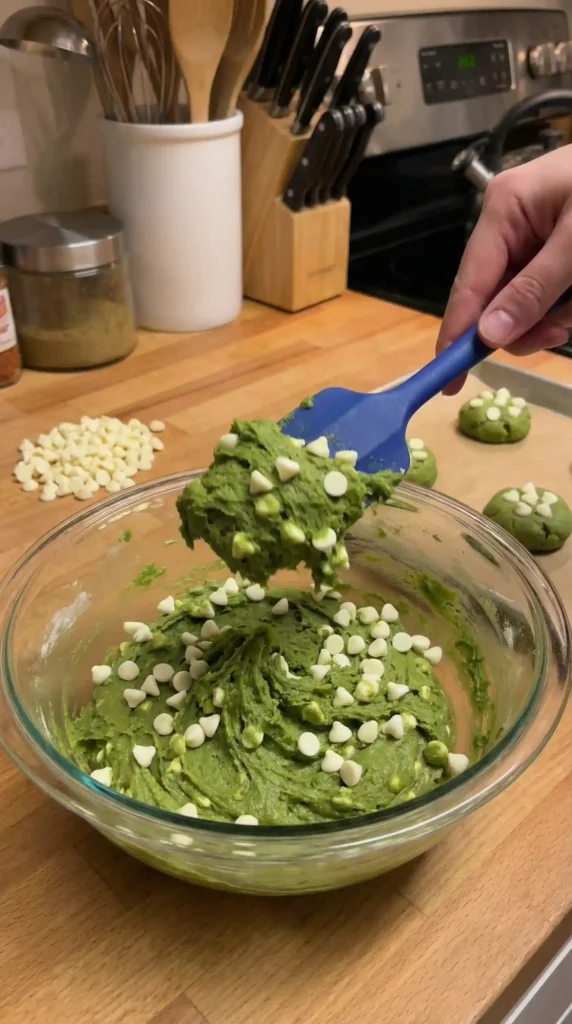Making of Matcha White Chocolate Cookies