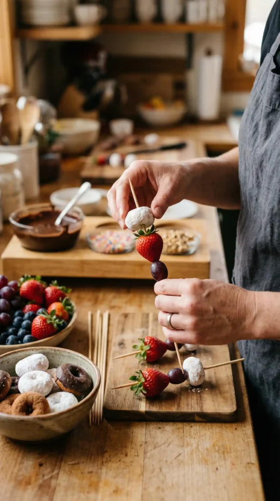 Making of Mini Donut Skewers