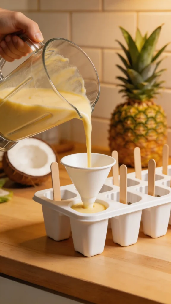 Making of Pineapple Coconut Popsicles