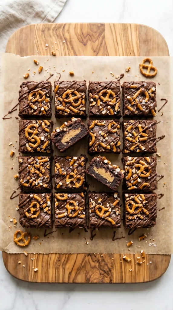Peanut Butter Pretzel Brownie Bites Ready