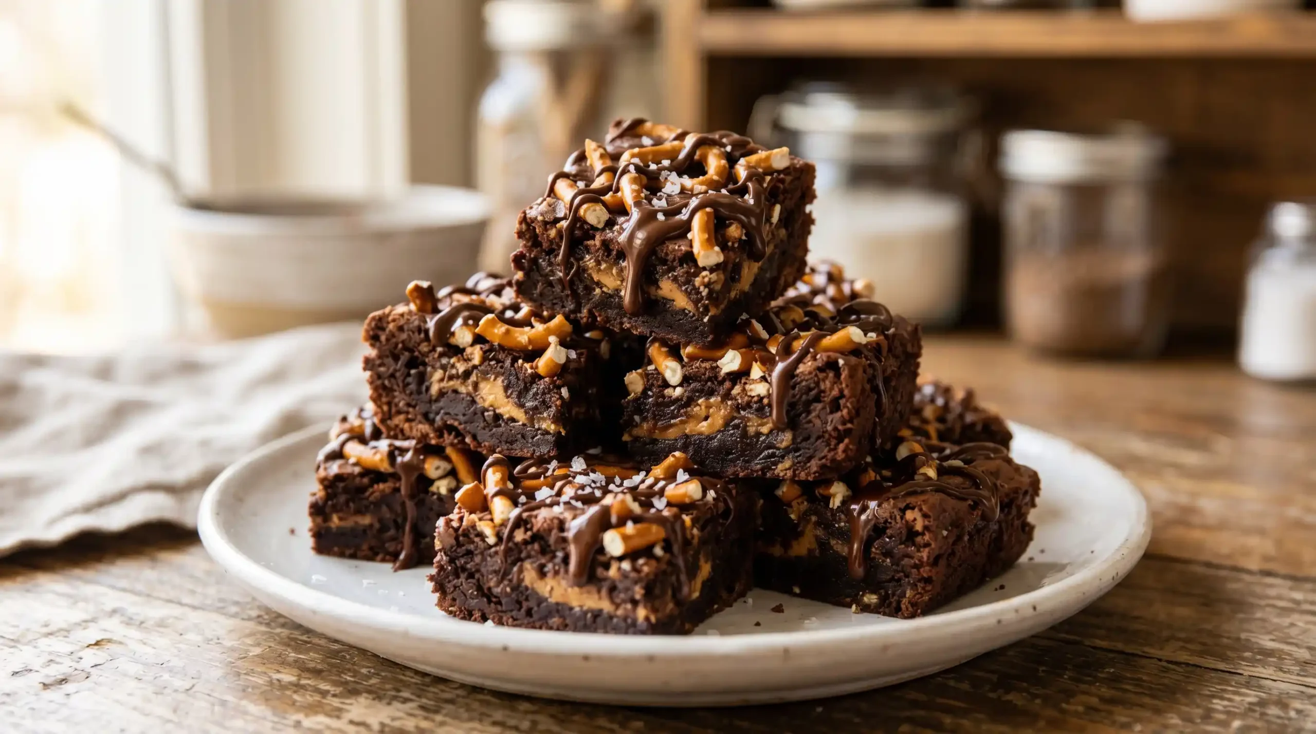 Peanut Butter Pretzel Brownie Bites