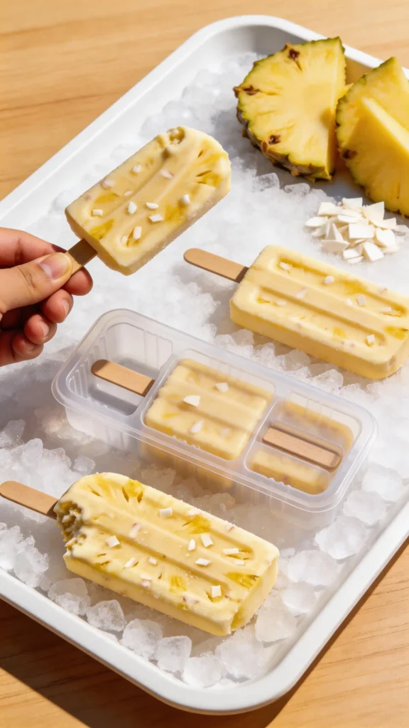 Pineapple Coconut Popsicles Ready