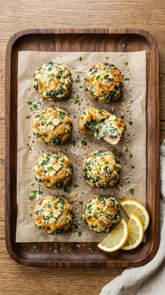 Spinach Ricotta Stuffed Mushrooms Ready
