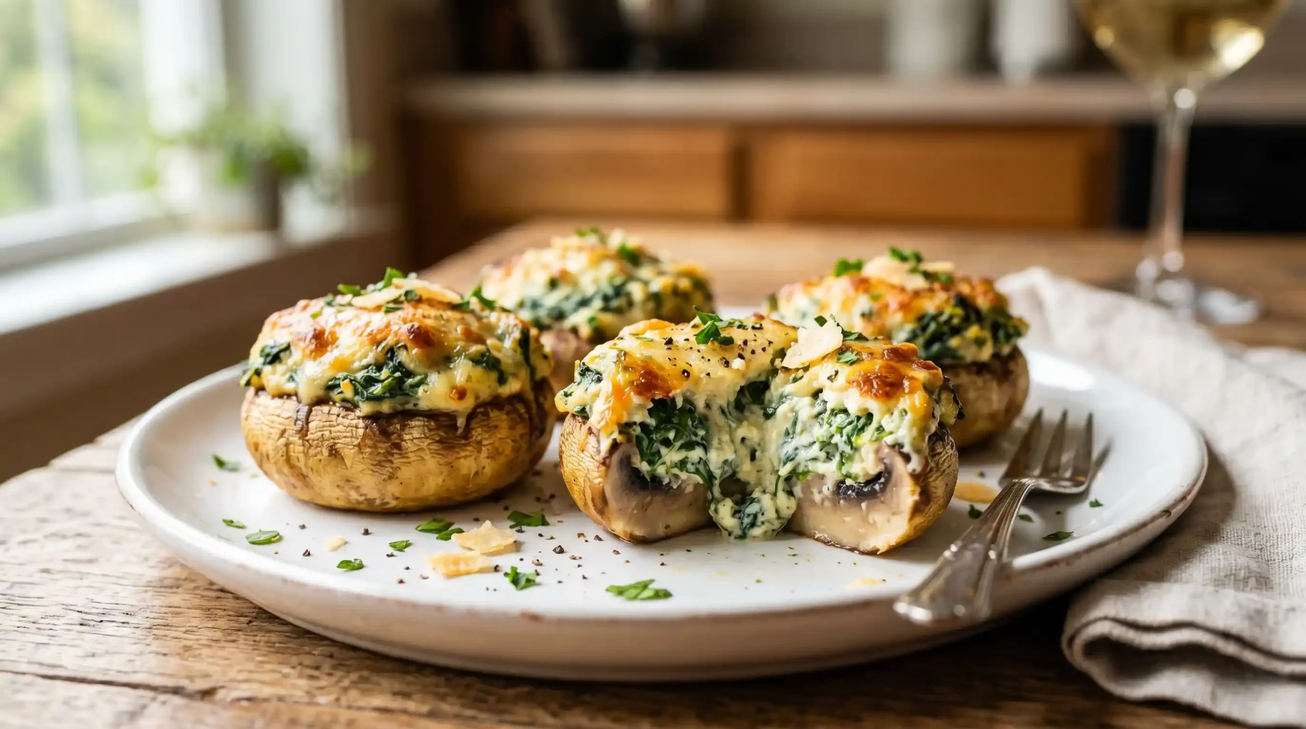 Spinach Ricotta Stuffed Mushrooms