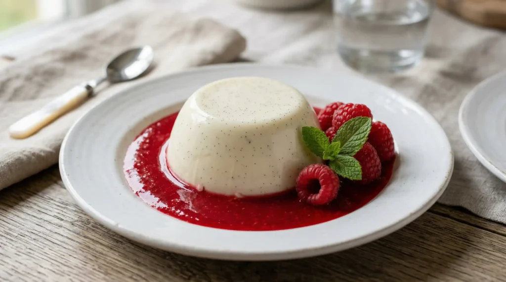 Vanilla Bean Panna Cotta with Berry Sauce