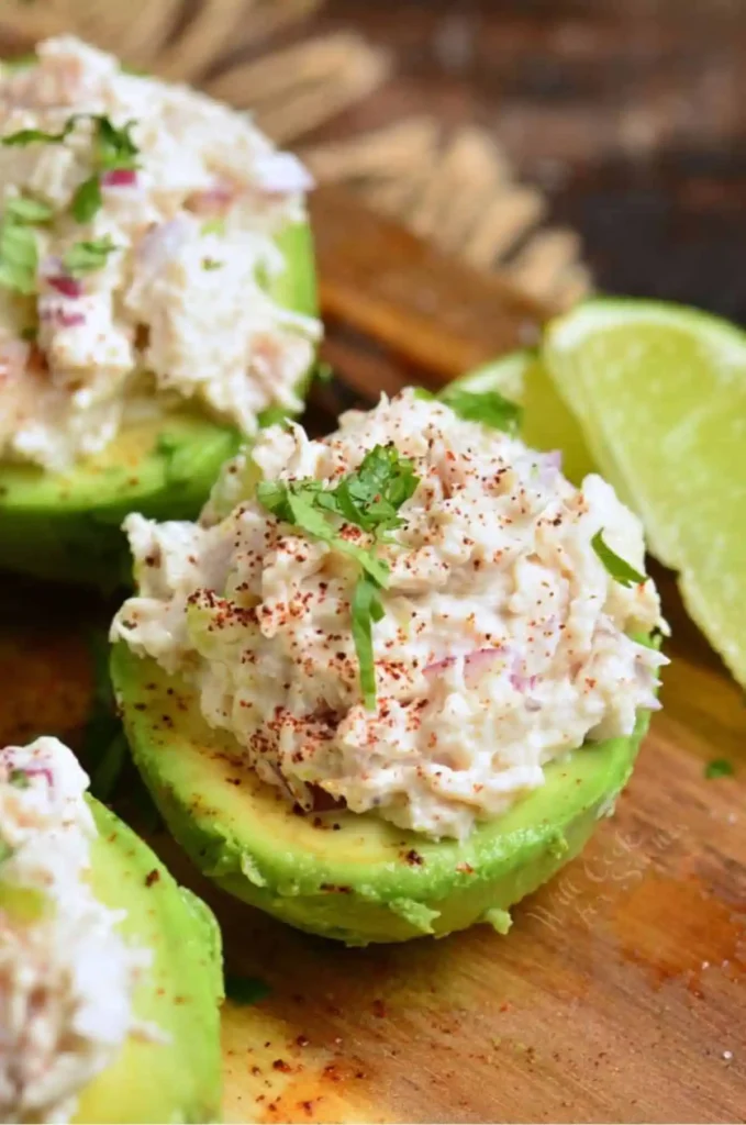 Chicken-salad-stuffed-avocado-on-board