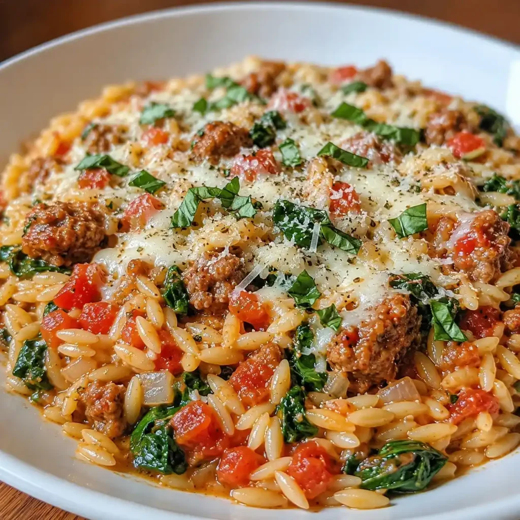 Orzo-and-Sausage-Bake-with-Spinach (1)