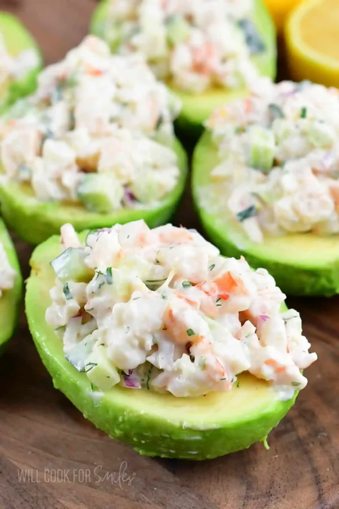 Shrimp-Salad-Stuffed-Avocado-closeup-on-one