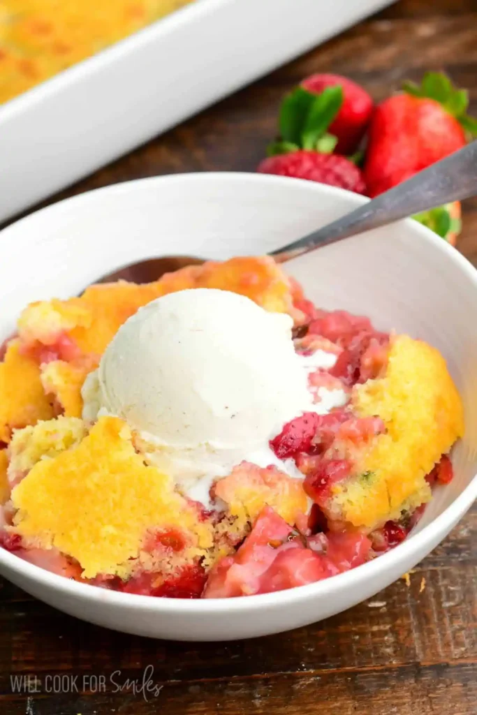 Strawberry-Basil-Cobbler-with-vanilla-ice-cream